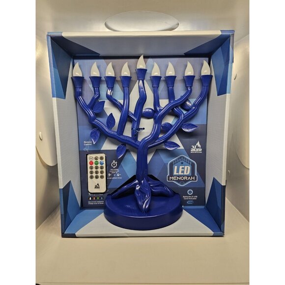 LED Electric Hanukkah Menorah - Color Changing LED Tree of Life Chanukah Menorah - Picture 1 of 4
